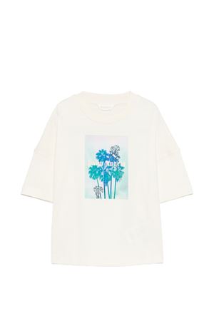 white cotton t-shirt PALM ANGELS KIDS | PBAA002S26JER003002